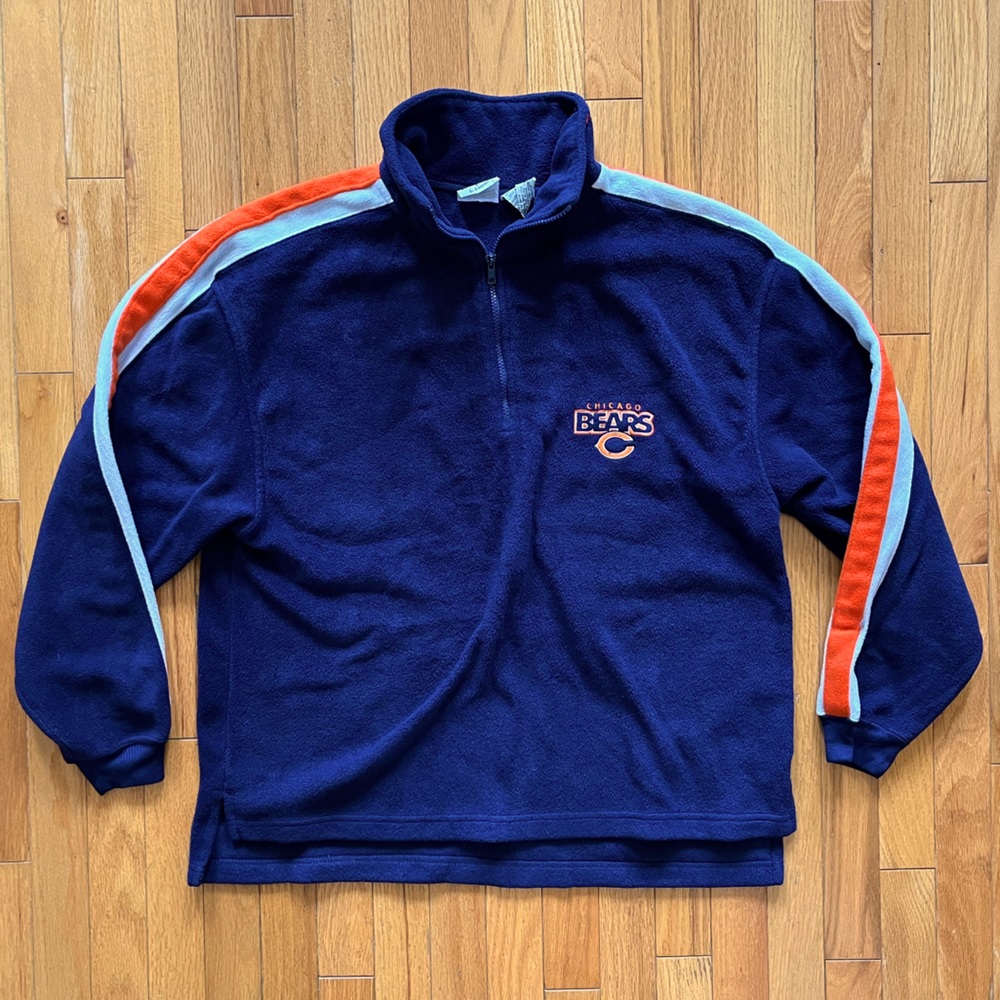 VTG Chicago Bears Edge Pullover Fleece NFL Y2K Striped Stitched Logo Comfy Warm
